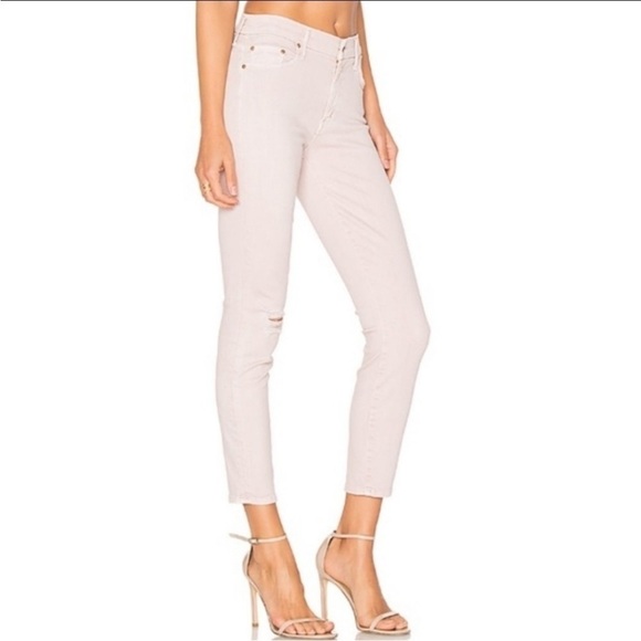 MOTHER Denim - MOTHER The Looker Crop Jean Sexy Just Walked Into Town Blush Pink Sz 27